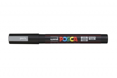 Dekormarker, 0,9-1,3 mm, UNI "Posca PC-3M", ezüst